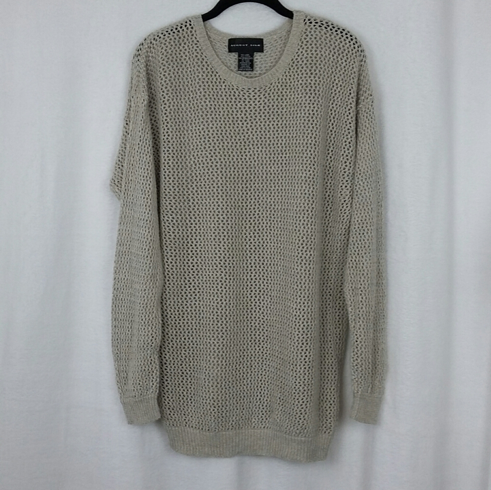 August Silk Linen/Cotton Blend Open Weave Sweater